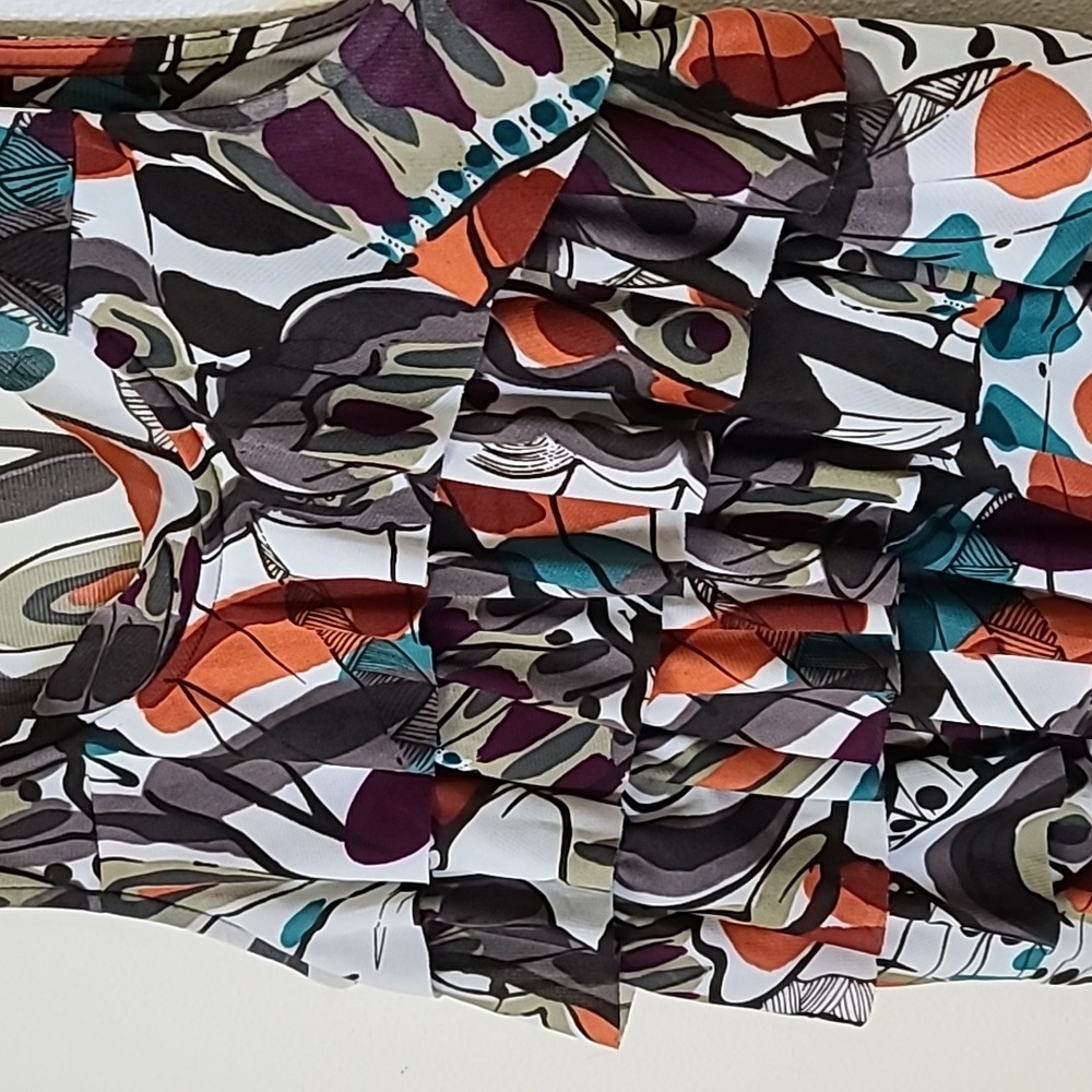 NY Collection Abstract Ruffle Sleeveless Top Tank - Picture 2 of 4